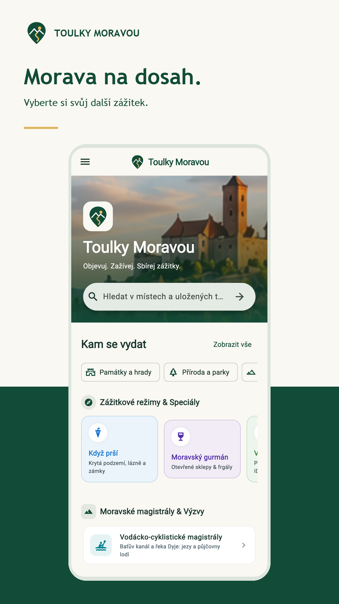 Aplikace Toulky Moravou